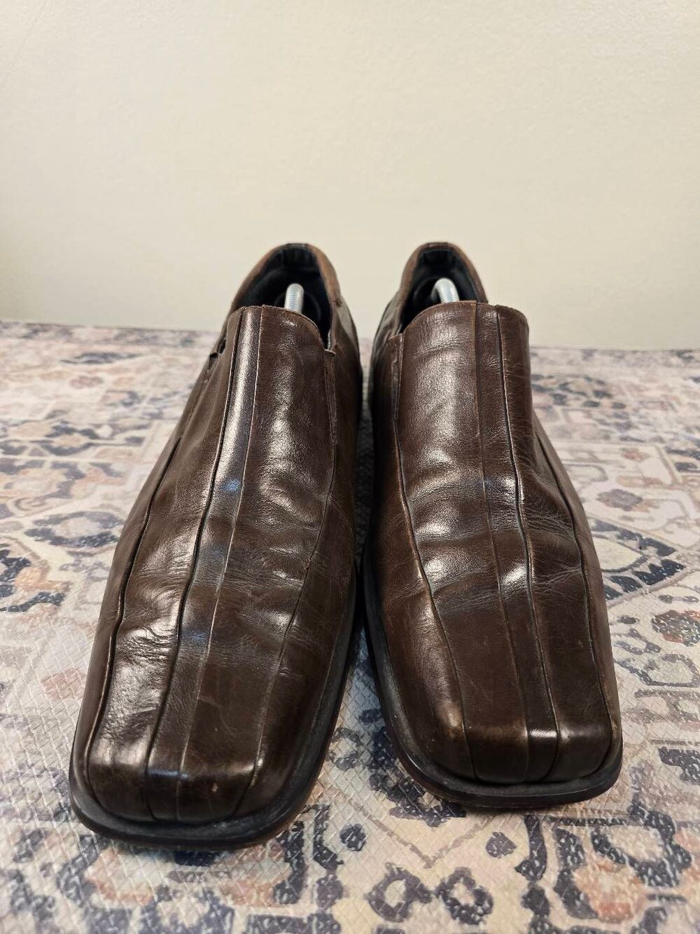 Giorgio Brutini Private Collection Brown Leather Slip On Dress Loafers 12 M VTG